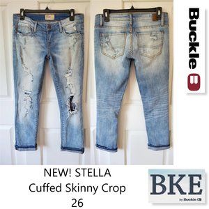 NEW BKE BUCKLE Stella Distressed Skinny Low Rise Cuffed Crop Jeans 26